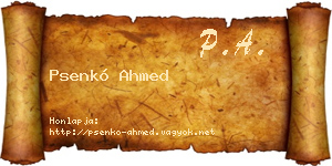 Psenkó Ahmed névjegykártya