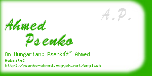 ahmed psenko business card